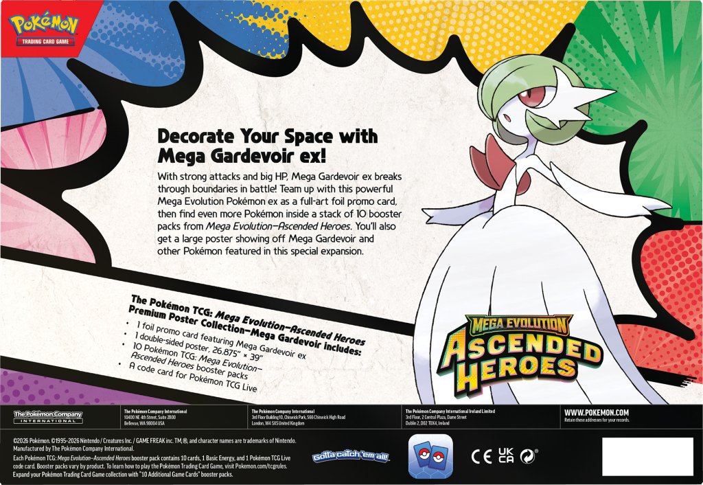 Colección de pósteres premium de Megaevolución de Héroes Ascendidos de Pokémon TCG: Mega Lucario o Mega Gardevoir