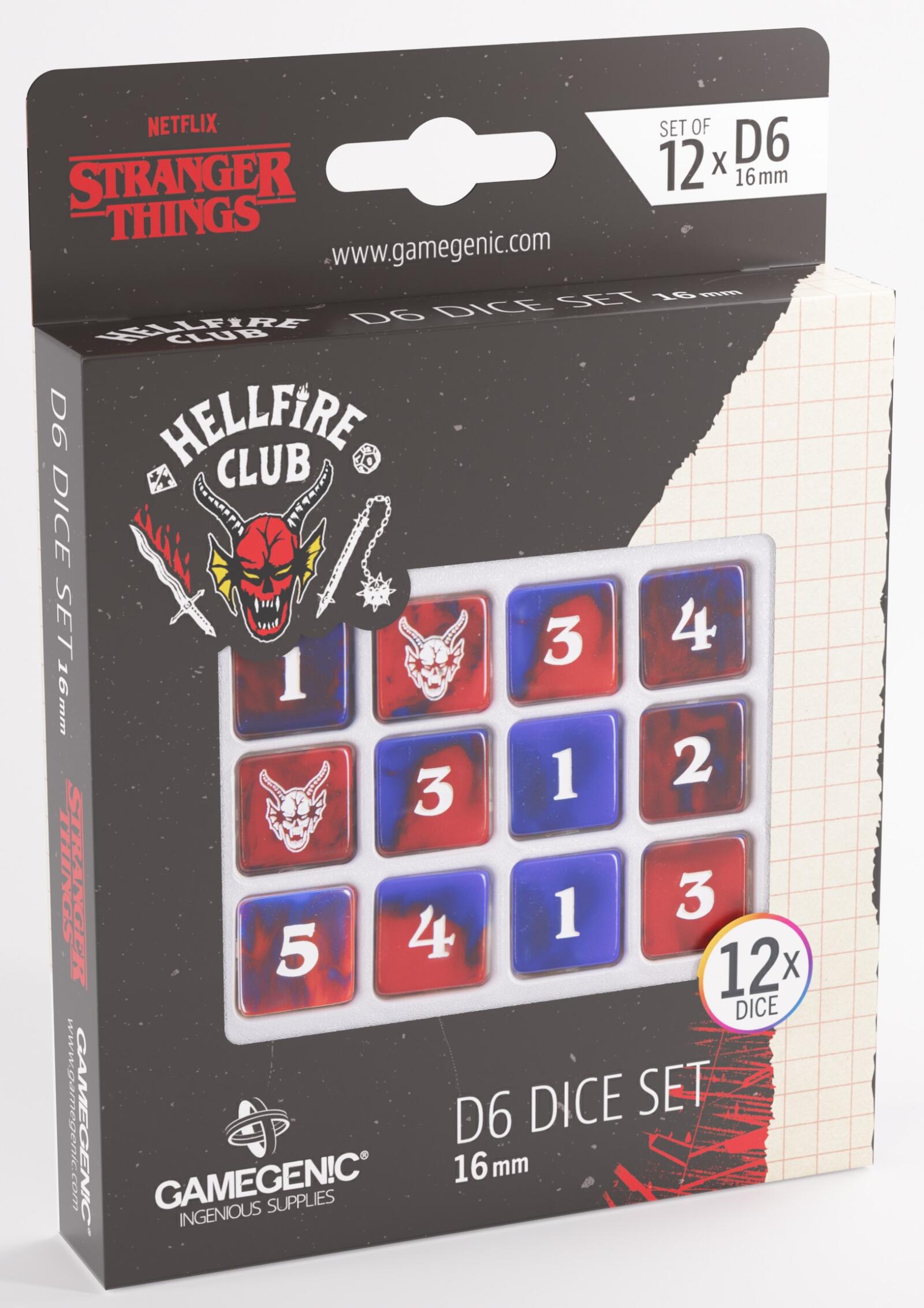 Gamegenic Stranger Things - Hellfire Club D6 Dice Set (12x) - 16mm