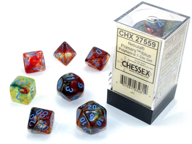 Chessex D7-Die Set Nebula Polyhedral Primary/blue Luminary 7-Die Set
