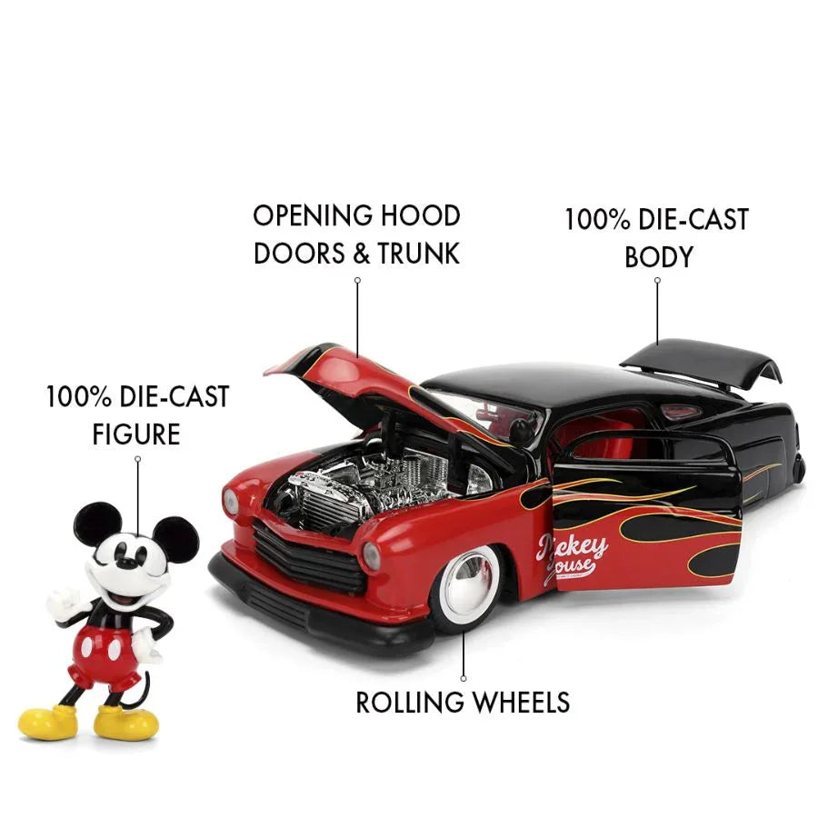 Disney - Mercury Coupe de 1951, vehículo de fundición a escala 1:24 (con figura)