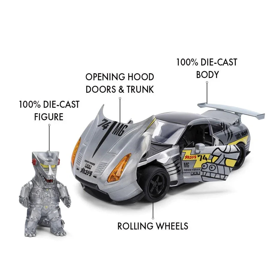Godzilla - Nissan GT-R R35 Ben Sopra 2009, vehículo de fundición a escala 1:24 (con figura)