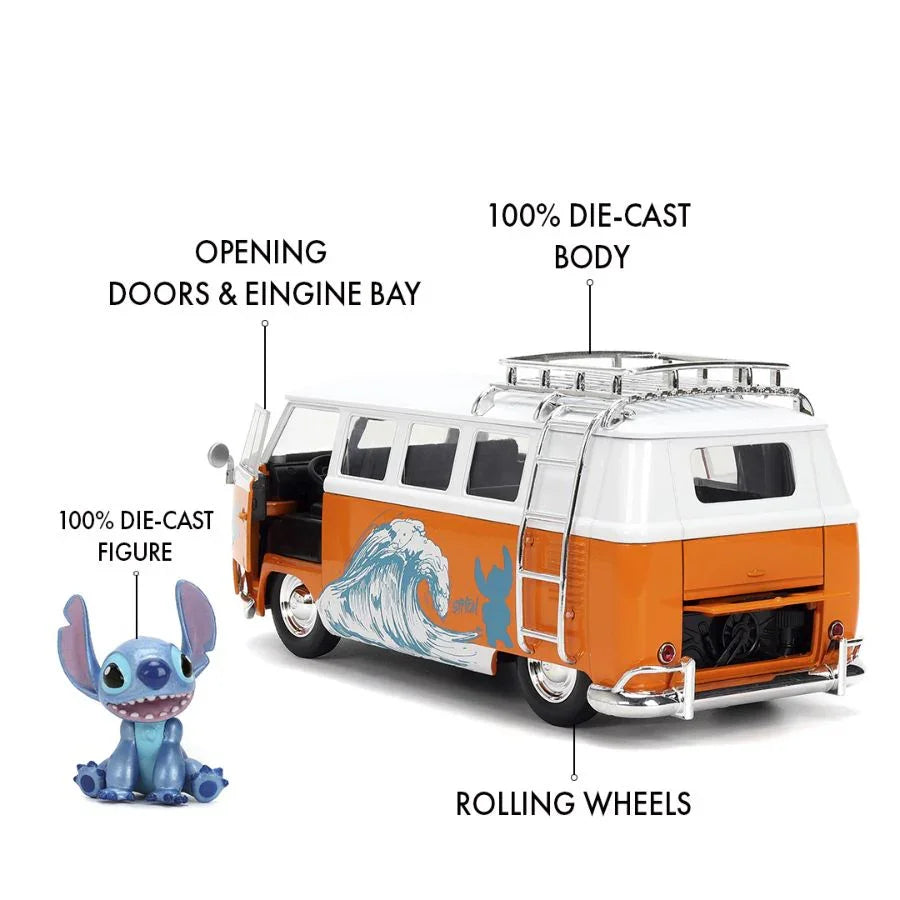 Lilo & Stitch - VW Bus, vehículo de fundición a escala 1:24 con figura