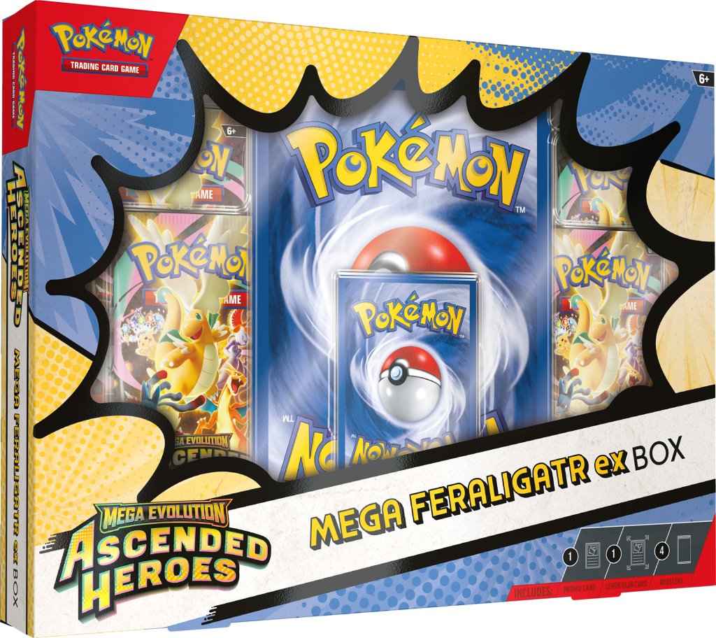 Megaevolución: Héroes ascendidos Mega Meganium ex Box, Mega Emboar ex Box o Mega Feraligatr ex Box