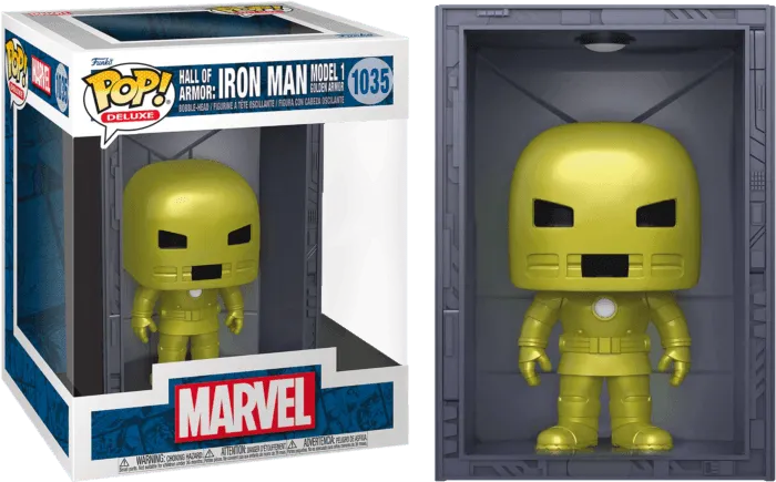 FUN63739 Marvel Comics - Hall of Armor Iron Man Model I Golden Armor Metallic US Exclusive Pop! Deluxe - Funko - Titan Pop Culture