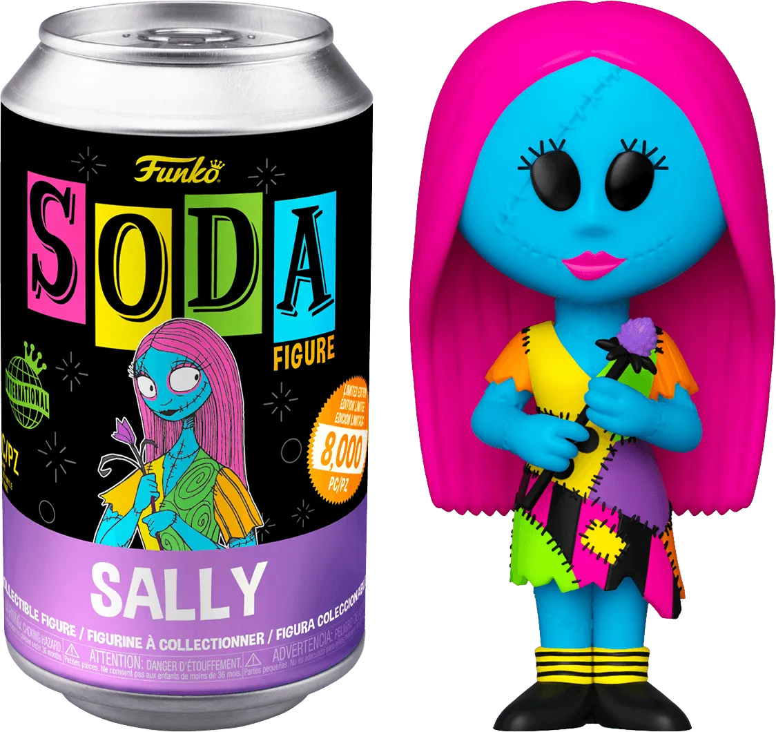 FUN64117 The Nightmare Before Christmas - Sally Black Light (with chase) Vinyl Soda - Funko - Titan Pop Culture