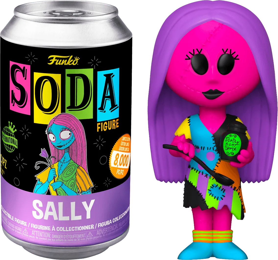 FUN64117 The Nightmare Before Christmas - Sally Black Light (with chase) Vinyl Soda - Funko - Titan Pop Culture