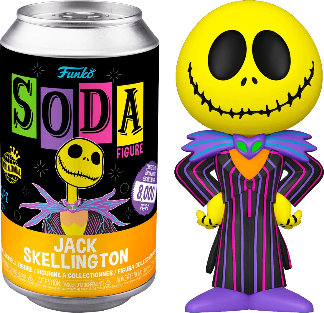 FUN64119 The Nightmare Before Christmas - Jack Skellington Black Light (with chase) Vinyl Soda - Funko - Titan Pop Culture