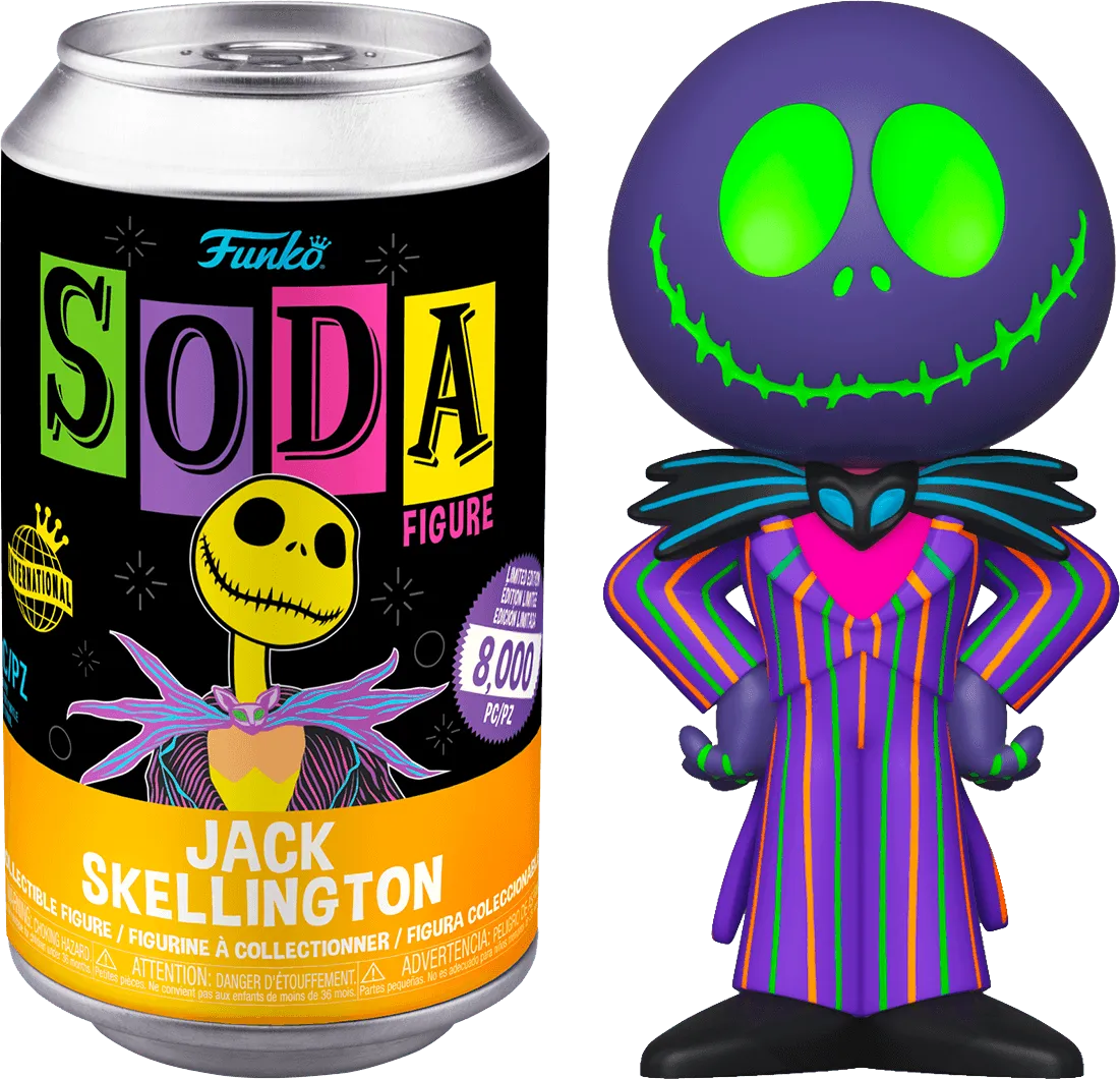 FUN64119 The Nightmare Before Christmas - Jack Skellington Black Light (with chase) Vinyl Soda - Funko - Titan Pop Culture