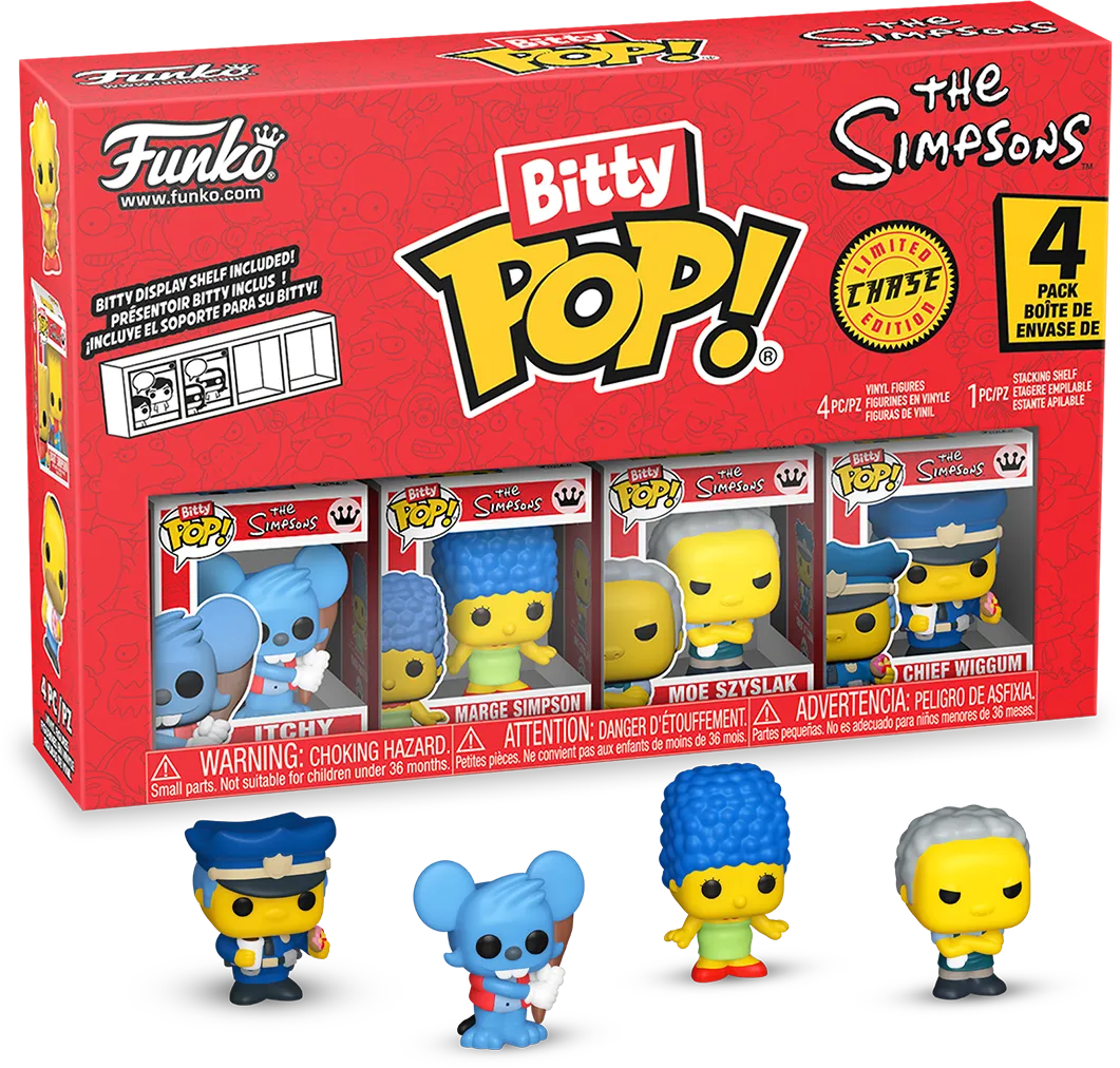 FUN85708 Simpsons - Itchy Bitty Pop! 4-Pack - Funko - Titan Pop Culture