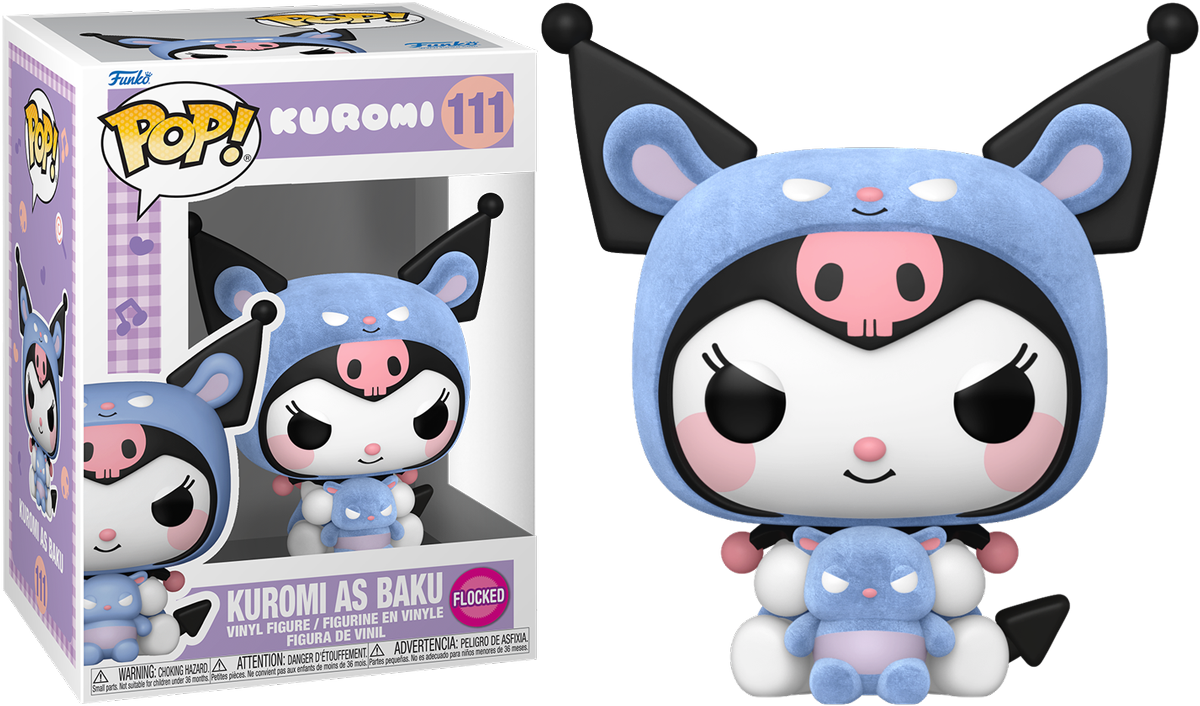 Hello Kitty - Kuromi as Baku Flocked Pop! Vinyl
