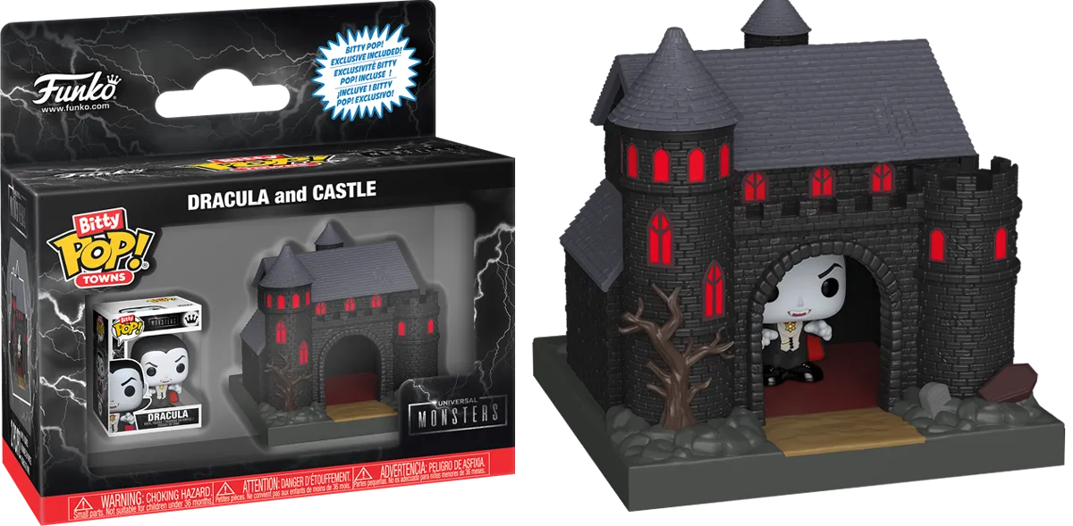FUN88814 Universal Monsters - Dracula's Castle with Dracula Bitty Pop! Town - Funko - Titan Pop Culture