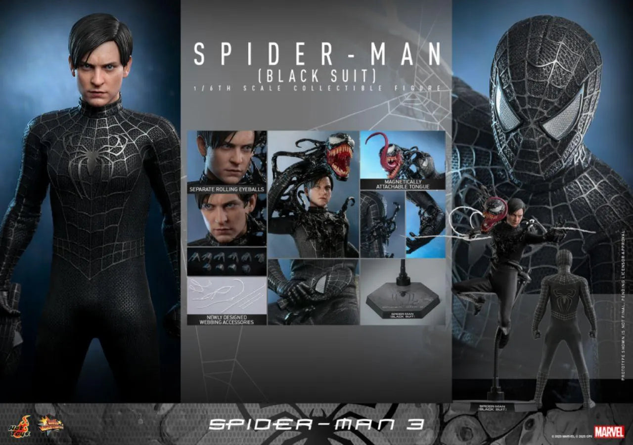 HOTMMS728 Spider-Man 3 - Spider-Man (Black Suit) 1:6 Scale Collectable Action Figure - Hot Toys - Titan Pop Culture