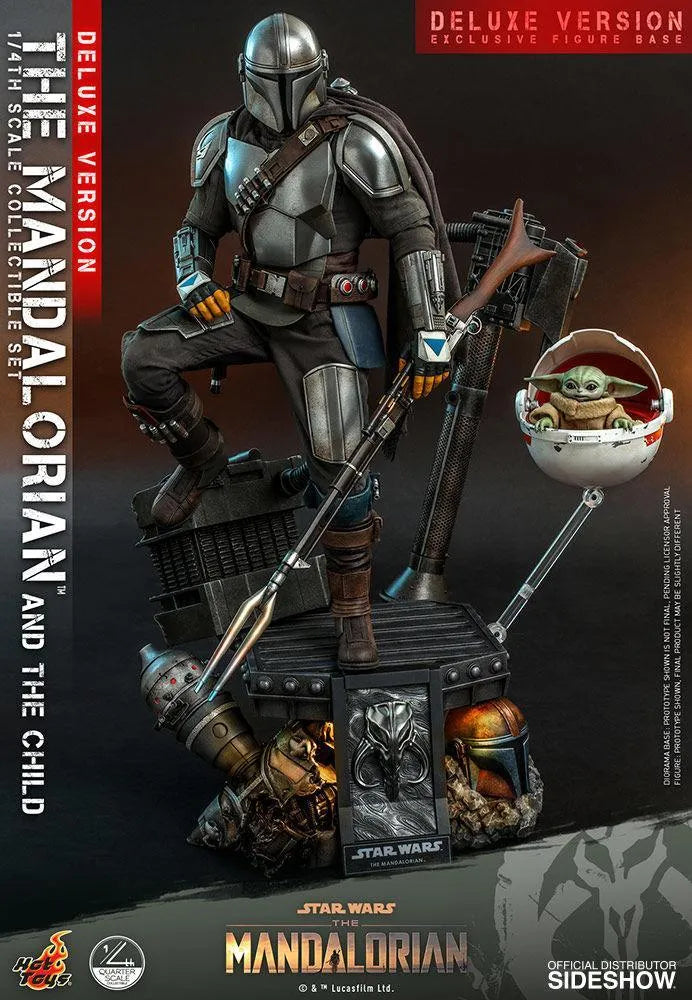 HOTQS017 Star Wars: The Mandalorian - Mandalorian & The Child Deluxe 1:4 Scale Action Figure Set - Hot Toys - Titan Pop Culture