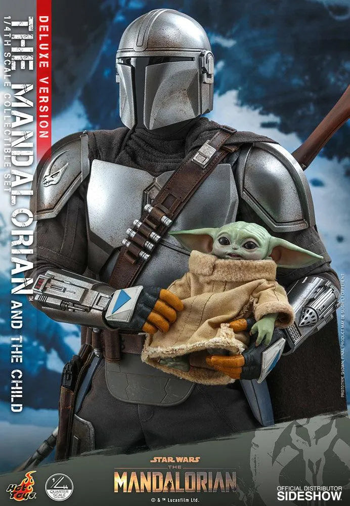 HOTQS017 Star Wars: The Mandalorian - Mandalorian & The Child Deluxe 1:4 Scale Action Figure Set - Hot Toys - Titan Pop Culture