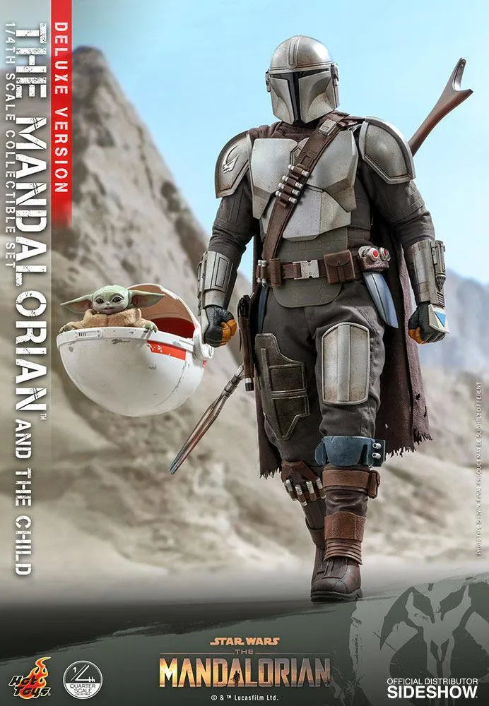 HOTQS017 Star Wars: The Mandalorian - Mandalorian & The Child Deluxe 1:4 Scale Action Figure Set - Hot Toys - Titan Pop Culture