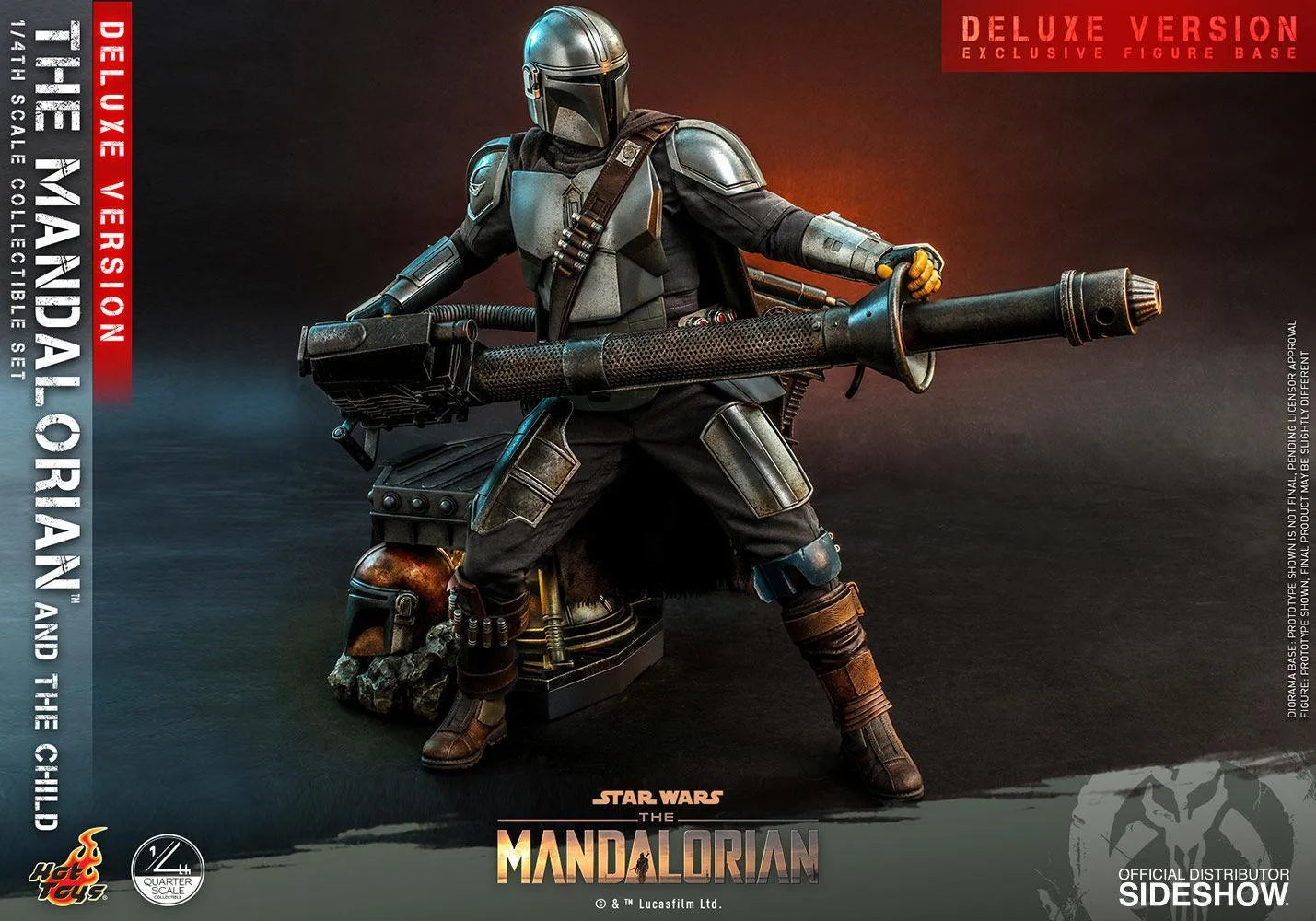 HOTQS017 Star Wars: The Mandalorian - Mandalorian & The Child Deluxe 1:4 Scale Action Figure Set - Hot Toys - Titan Pop Culture