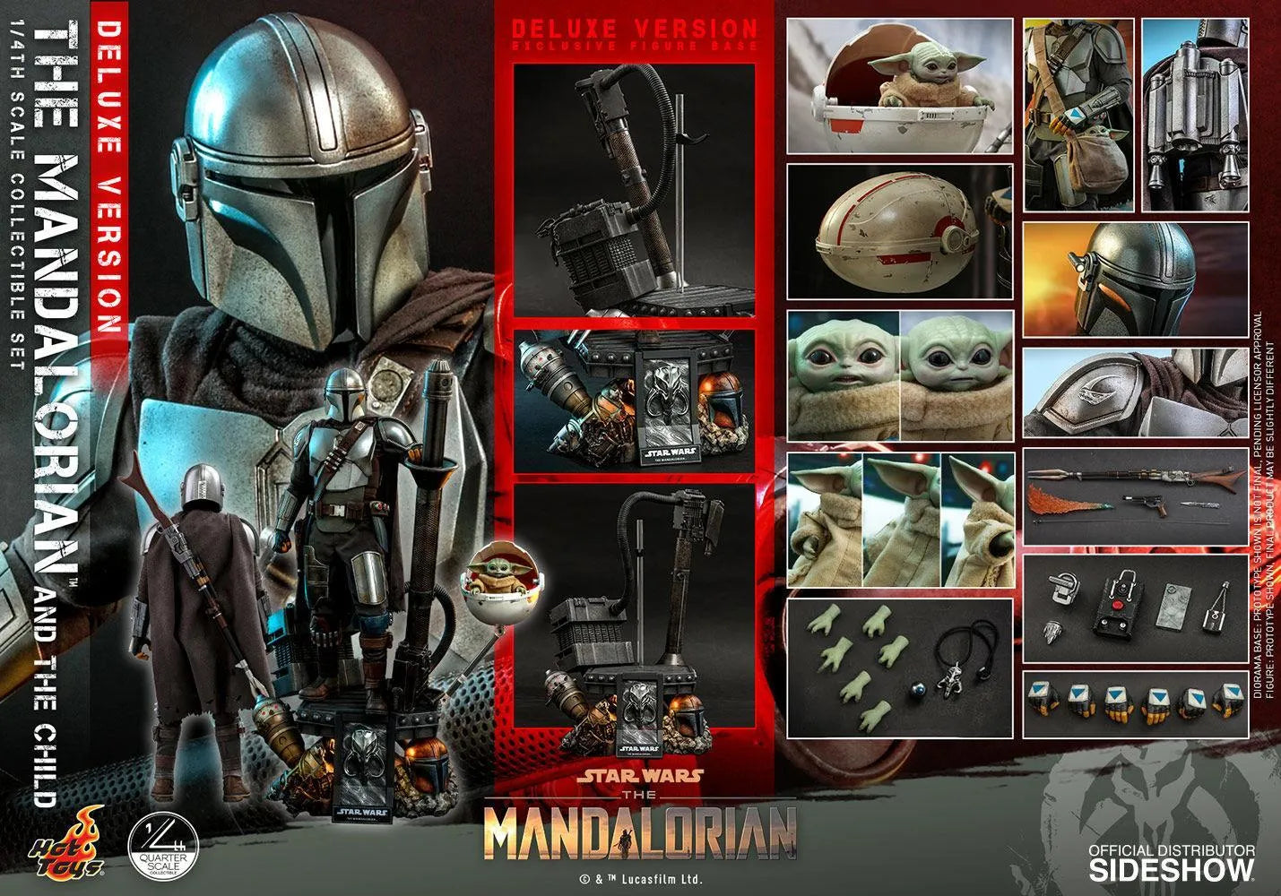 HOTQS017 Star Wars: The Mandalorian - Mandalorian & The Child Deluxe 1:4 Scale Action Figure Set - Hot Toys - Titan Pop Culture