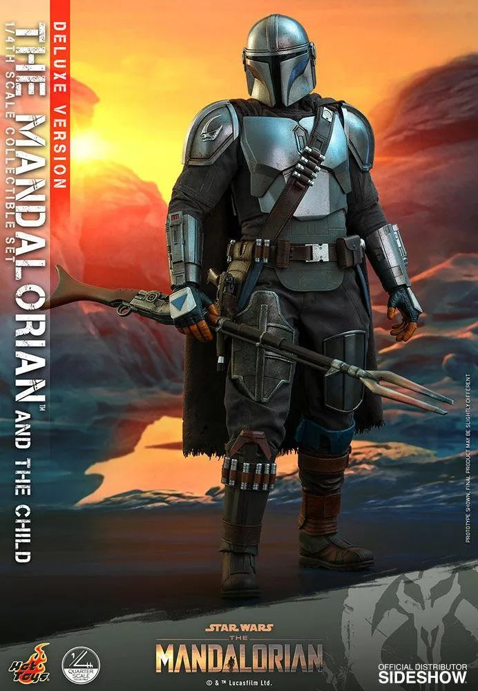 HOTQS017 Star Wars: The Mandalorian - Mandalorian & The Child Deluxe 1:4 Scale Action Figure Set - Hot Toys - Titan Pop Culture