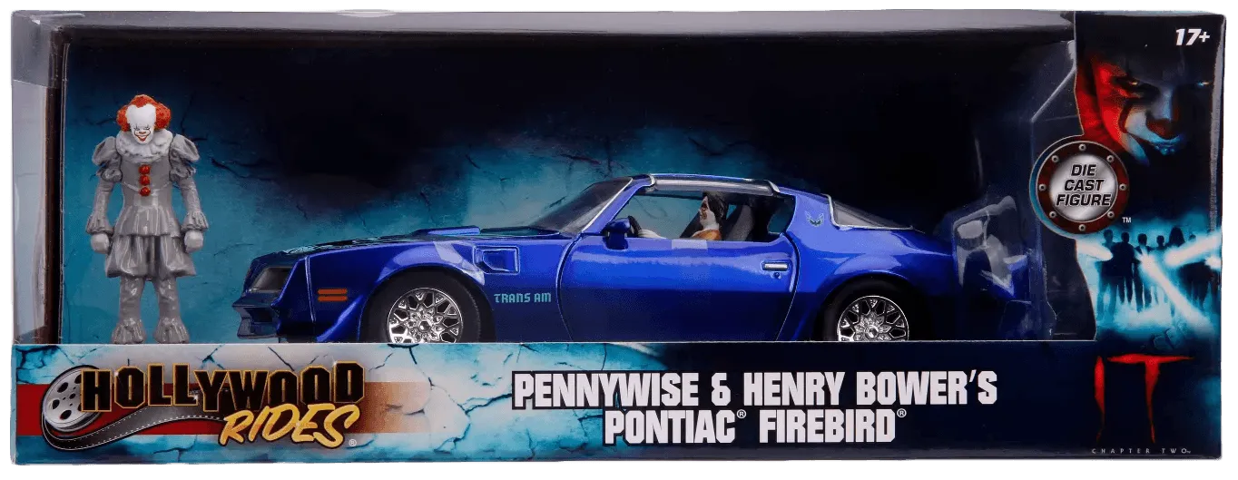 JAD31118 It (2017) - 1977 Pontiac Firebird 1:24 with Pennywise Figure Hollywood Ride - Jada Toys - Titan Pop Culture