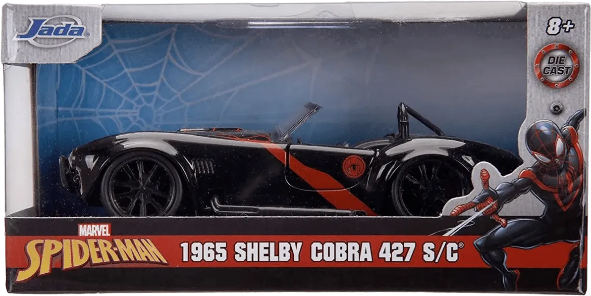 JAD31743 Marvel Comics - Miles Morales 1965 Shelby Cobra 1:32 Scale Hollywood Ride - Jada Toys - Titan Pop Culture