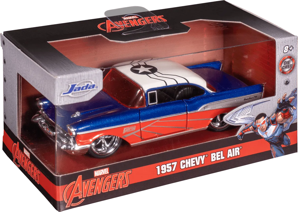 JAD31762 Marvel Comics - Falcon 1957 Chevy Bel-Air 1:32 Scale Hollywood Ride - Jada Toys - Titan Pop Culture