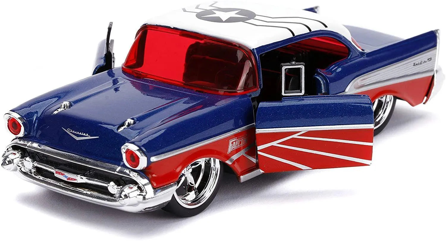 JAD31762 Marvel Comics - Falcon 1957 Chevy Bel-Air 1:32 Scale Hollywood Ride - Jada Toys - Titan Pop Culture