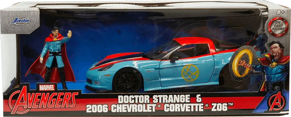 JAD32115 Avengers (comics) - Doctor Strange & 2006 Chevrolet Corvette Z06 1:24 Scale - Jada Toys - Titan Pop Culture