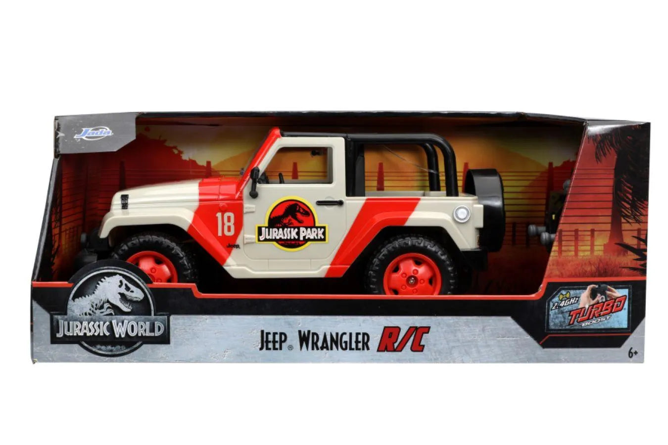 JAD32132 Jurassic World - 2014 Jeep Wrangler (Jurassic Park) 1:16 Scale Remote Control Car - Jada Toys - Titan Pop Culture