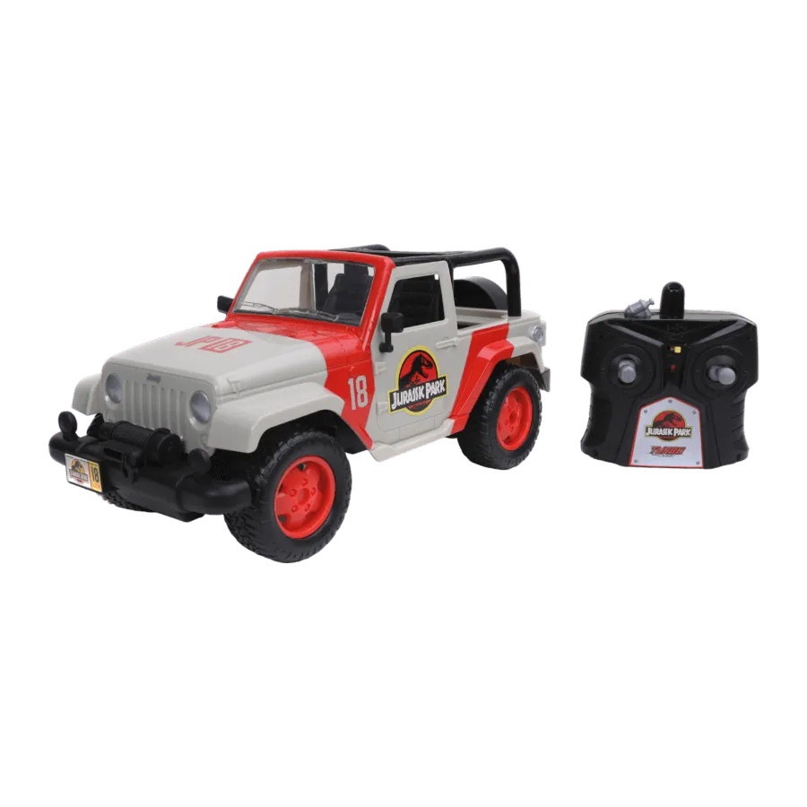 JAD32132 Jurassic World - 2014 Jeep Wrangler (Jurassic Park) 1:16 Scale Remote Control Car - Jada Toys - Titan Pop Culture