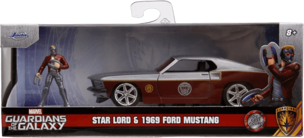 JAD33077 Marvel Comics - 1969 Ford Mustang Fastback 1:32 Scale Vehicle with Star Lord Figure - Jada Toys - Titan Pop Culture