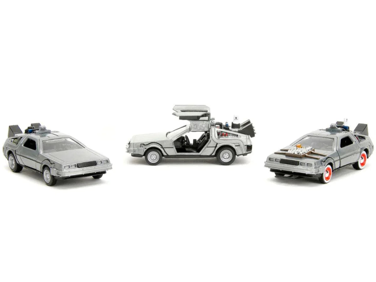 JAD33399 Back to the Future - DeLorean 1:32 Scale 3-Pack - Jada Toys - Titan Pop Culture