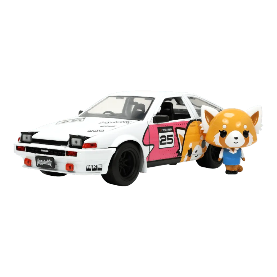 JAD33725 Aggretsuko - Toyota AE86 with Aggretsuko 1:24 Scale Diecast Set - Jada Toys - Titan Pop Culture