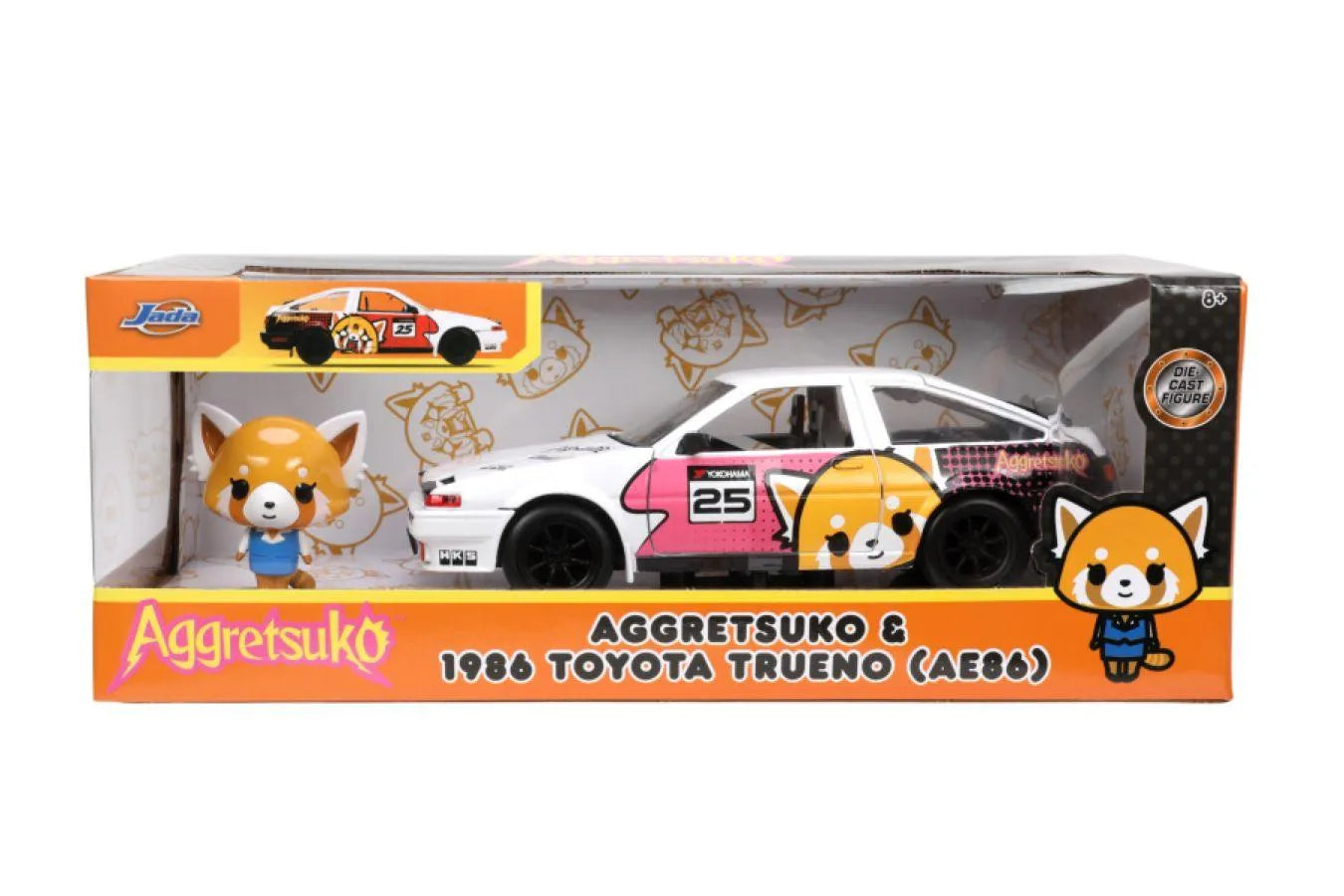 JAD33725 Aggretsuko - Toyota AE86 with Aggretsuko 1:24 Scale Diecast Set - Jada Toys - Titan Pop Culture