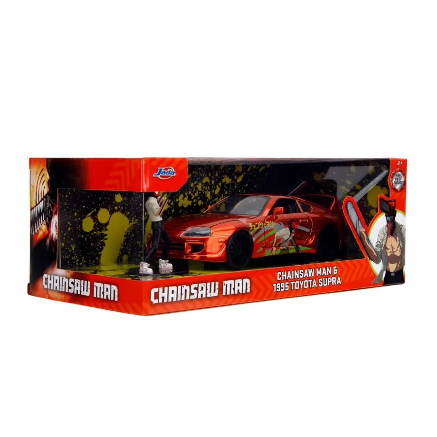 JAD35181 Chainsaw Man - 1:24 1995 Toyota Supra with Chainsaw Man - Jada Toys - Titan Pop Culture