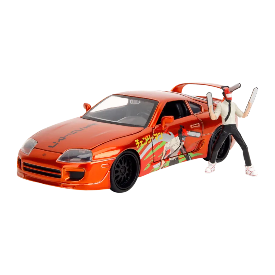 JAD35181 Chainsaw Man - 1:24 1995 Toyota Supra with Chainsaw Man - Jada Toys - Titan Pop Culture