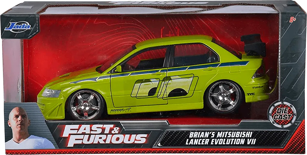 JAD99788 Fast and Furious - Brian's 2002 Mitsubishi Lancer Evolution VII 1:24 Scale Hollywood Ride - Jada Toys - Titan Pop Culture