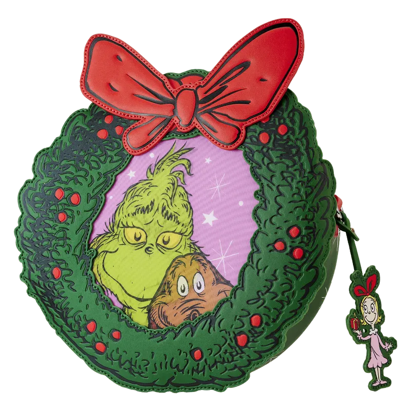 LOUDSSTB0011 Dr Seuss - Dr. Seuss' How the Grinch Stole Christmas! Wreath Crossbody - Loungefly - Titan Pop Culture
