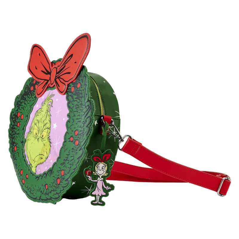LOUDSSTB0011 Dr Seuss - Dr. Seuss' How the Grinch Stole Christmas! Wreath Crossbody - Loungefly - Titan Pop Culture