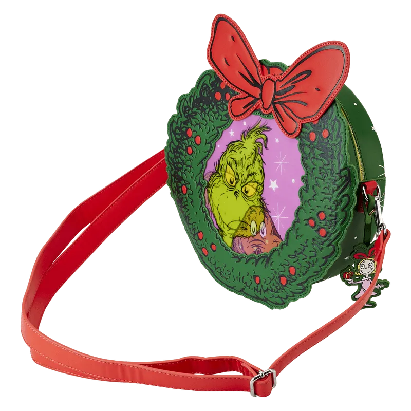 LOUDSSTB0011 Dr Seuss - Dr. Seuss' How the Grinch Stole Christmas! Wreath Crossbody - Loungefly - Titan Pop Culture