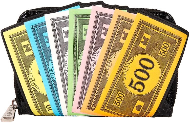 LOUHASWA0001 Monopoly 90th - Money Glitter Zip Around Wallet - Loungefly - Titan Pop Culture