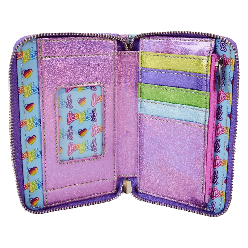 LOULSFWA0008 Lisa Frank - Holographic Glitter Color Block Zip Around Wallet - Loungefly - Titan Pop Culture