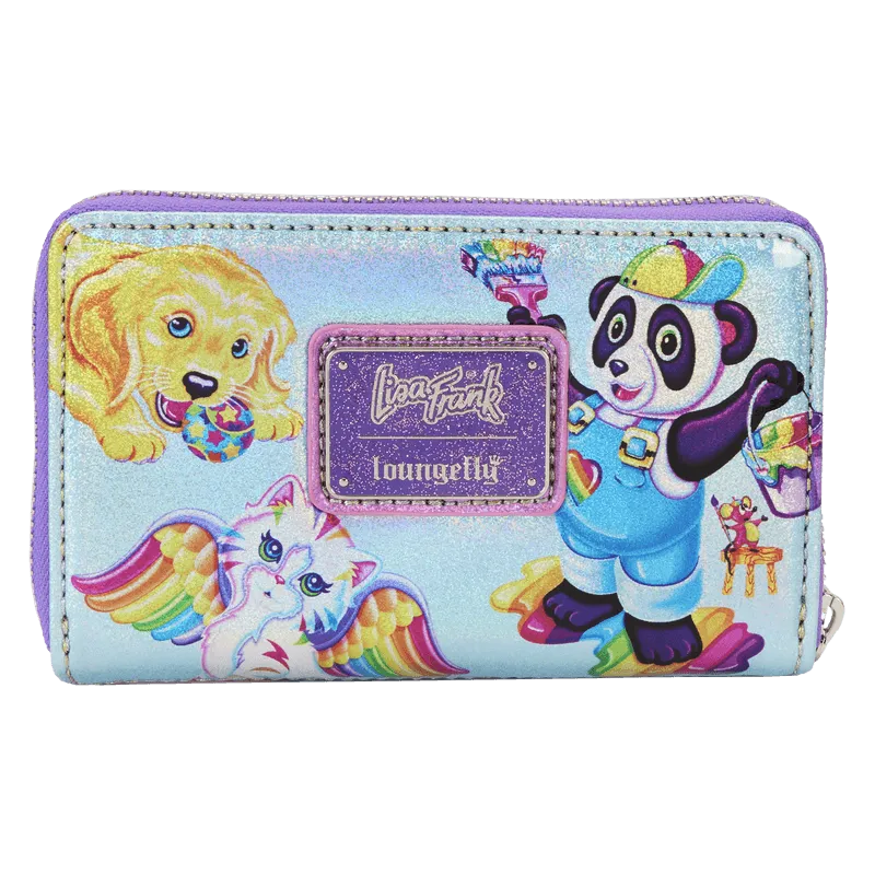 LOULSFWA0008 Lisa Frank - Holographic Glitter Color Block Zip Around Wallet - Loungefly - Titan Pop Culture