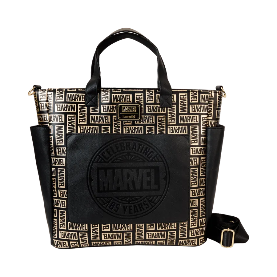 LOUMVBK0347 Marvel Comics - 85th Anniversary All-Over Print Logo Convertible Backpack & Tote Bag - Loungefly - Titan Pop Culture