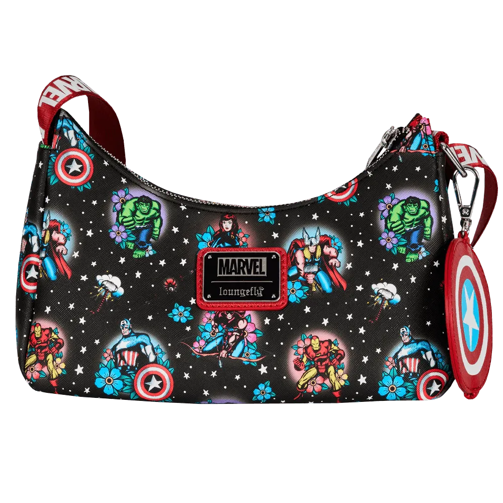 LOUMVTB0138 Marvel Comics - Avengers Floral Tattoo Shoulder Bag - Loungefly - Titan Pop Culture
