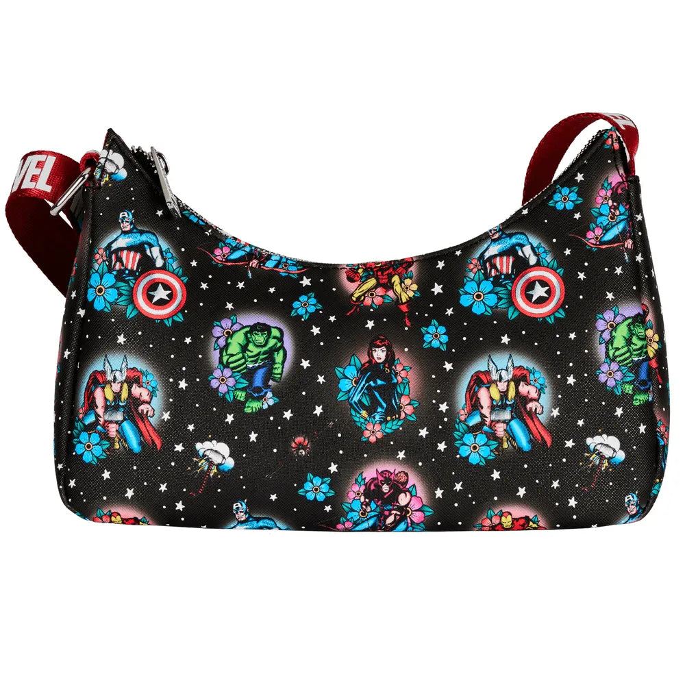 LOUMVTB0138 Marvel Comics - Avengers Floral Tattoo Shoulder Bag - Loungefly - Titan Pop Culture