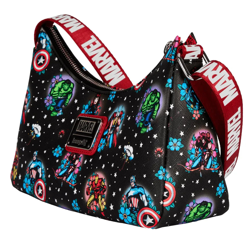 LOUMVTB0138 Marvel Comics - Avengers Floral Tattoo Shoulder Bag - Loungefly - Titan Pop Culture