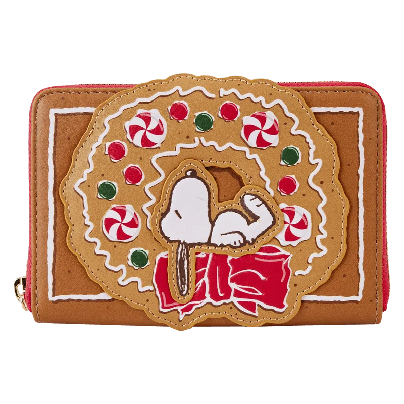 LOUPNWA0021 Peanuts - Snoopy Gingerbread Wreath Scented Zip Around Wallet - Loungefly - Titan Pop Culture