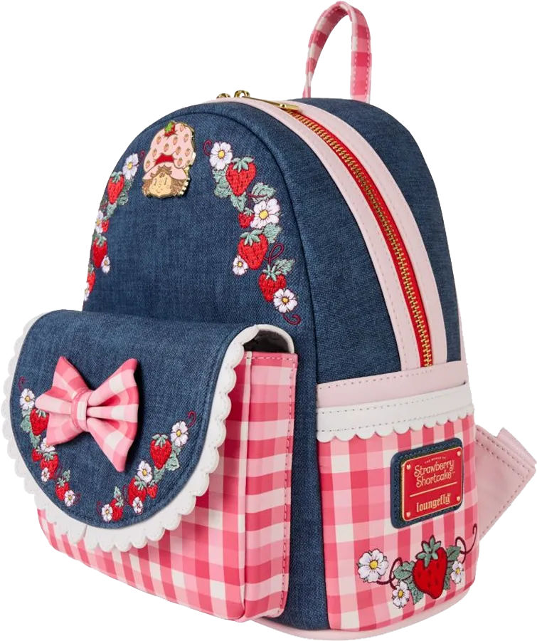 LOUSBSBK0010 Strawberry Shortcake - Faux Denim Mini Backpack - Loungefly - Titan Pop Culture