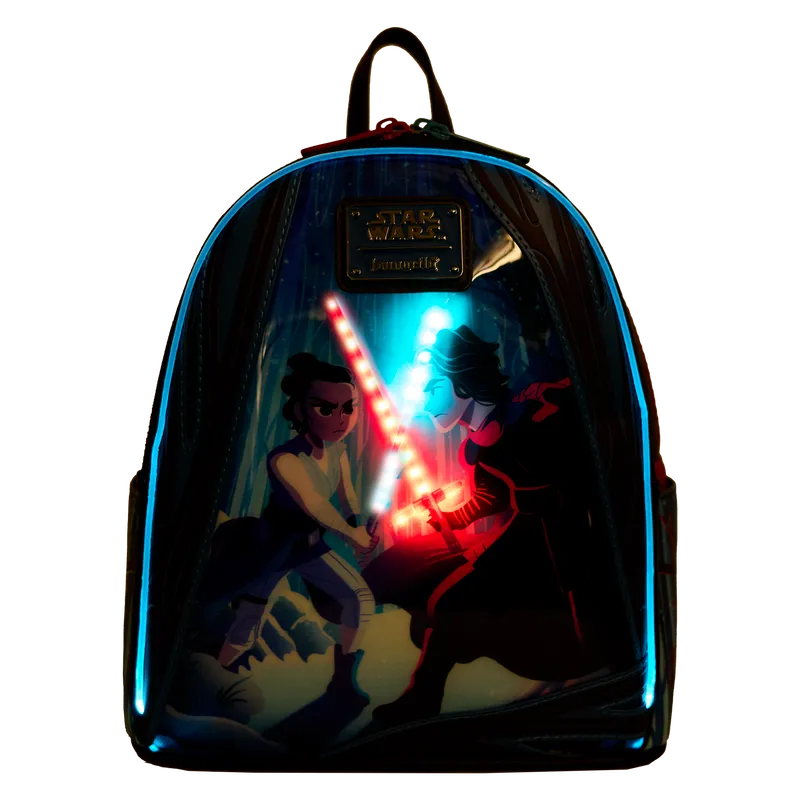 LOUSTBK0446 Star Wars: The Force Awakens - Rey & Kylo Ren Light Up Mini Backpack - Loungefly - Titan Pop Culture
