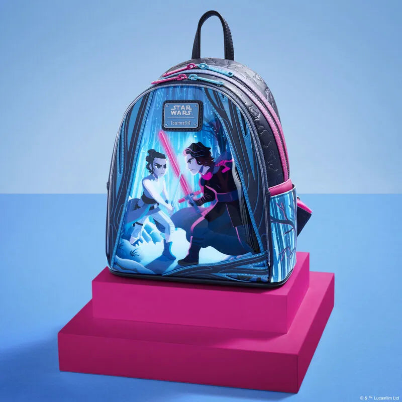 LOUSTBK0446 Star Wars: The Force Awakens - Rey & Kylo Ren Light Up Mini Backpack - Loungefly - Titan Pop Culture